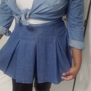 SO HIGH RISE MINI  PLEATED JEANS SKIRT